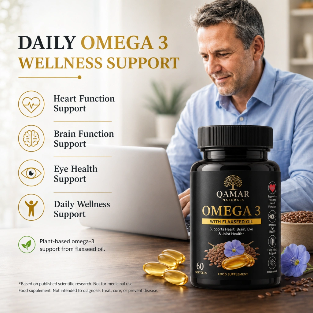 QAMAR Naturals Ultimate Stamina Pro Combo with Shilajit and Omega 3 capsules for energy and wellness support