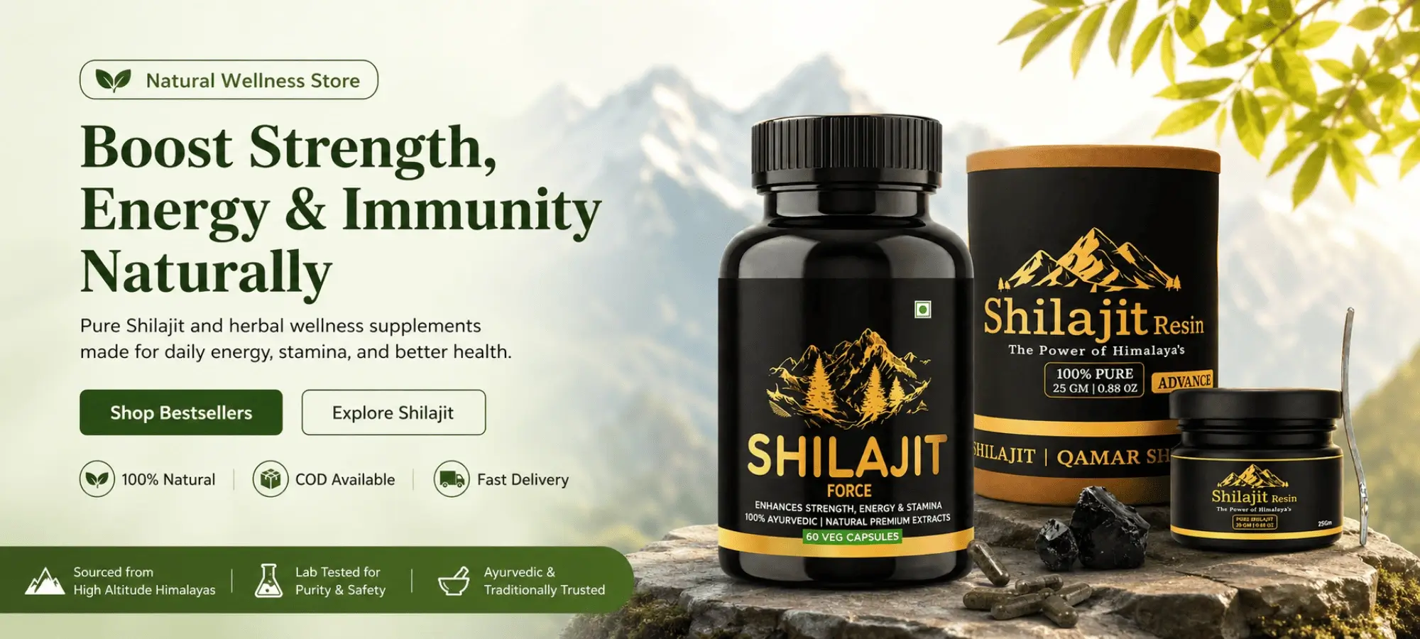 Qamar Naturals Ayurvedic wellness product banner
